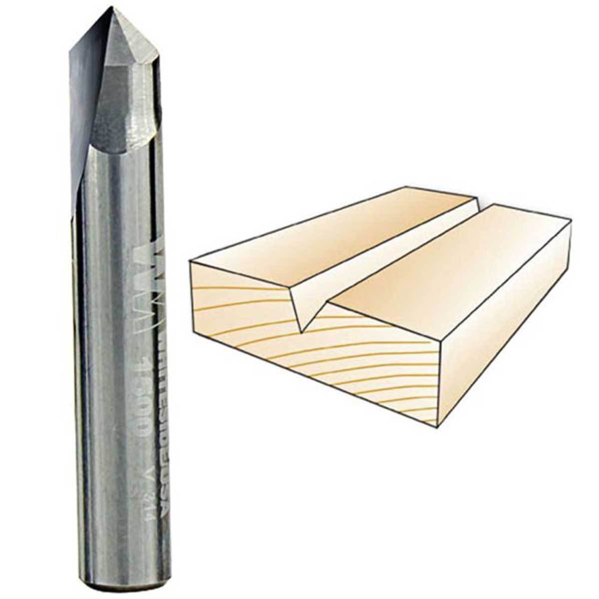 Whiteside V-Groove 90 Degree Included Angle Router Bits - 1/4" & 1/2" Shank