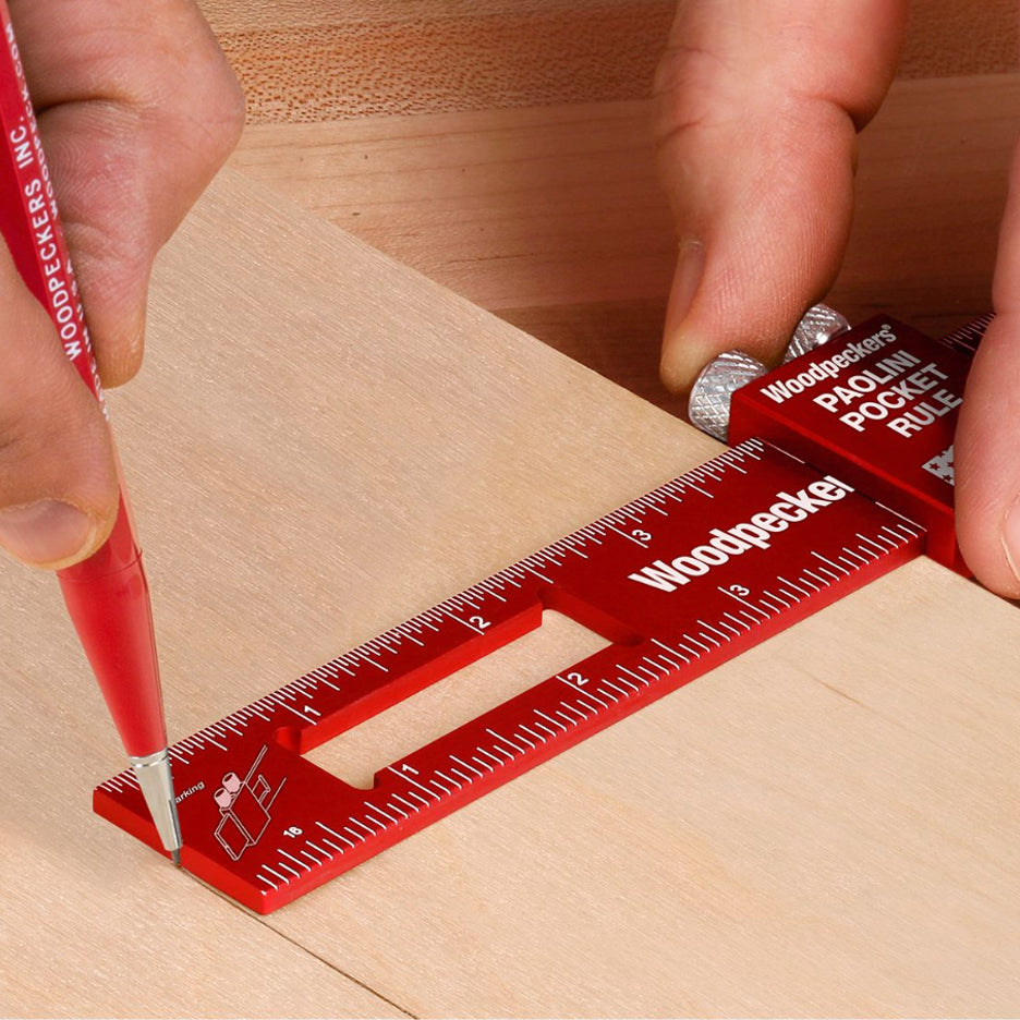 Woodpeckers Aluminum Paolini Pocket Rule notch for pencil