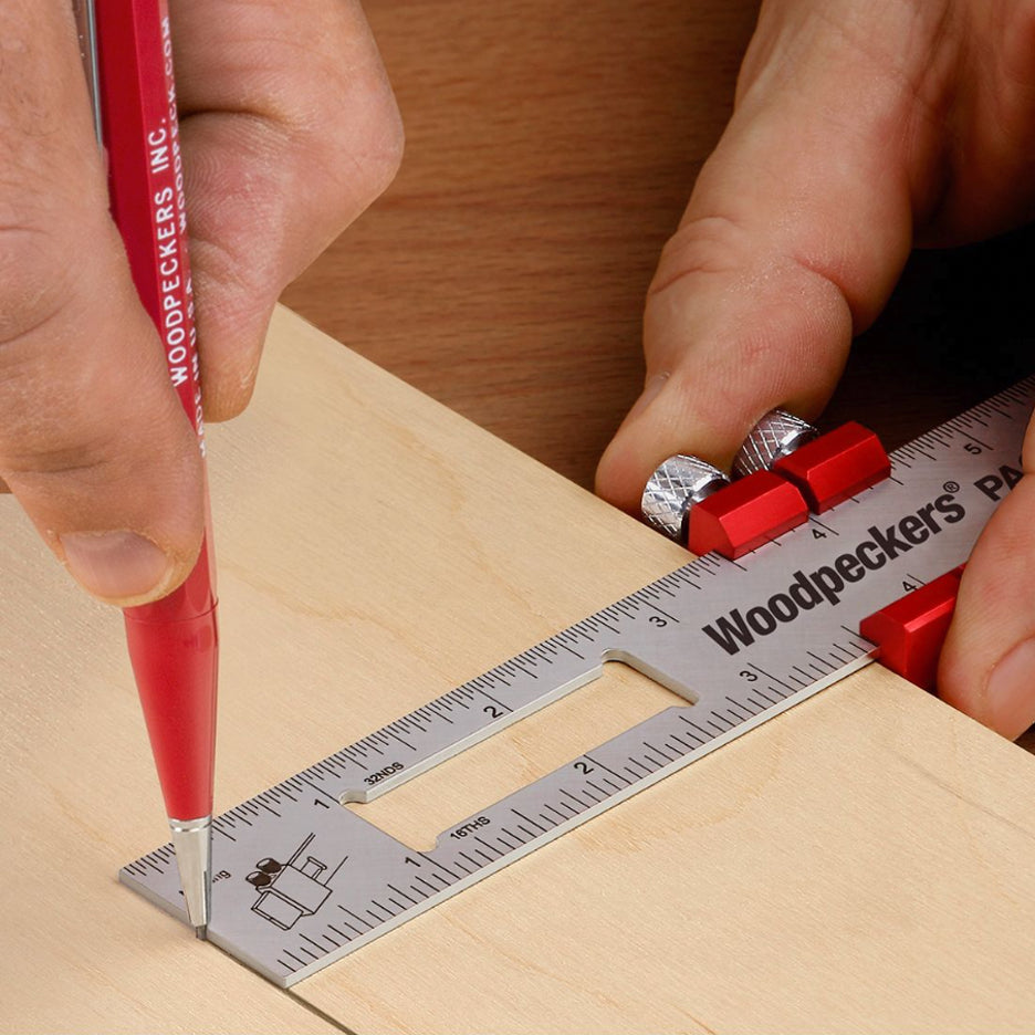Woodpeckers Stainless Steel Paolini Pocket Rule notch for pencil and stop