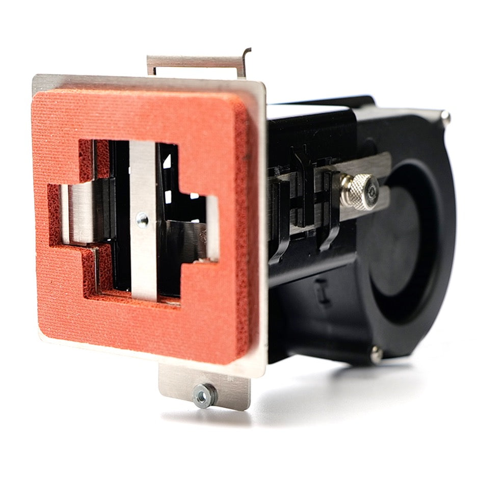 Yoder Smokers FireBoard Drive Nozzle Adapter FBBL-NZ1 installed on Drive Blower