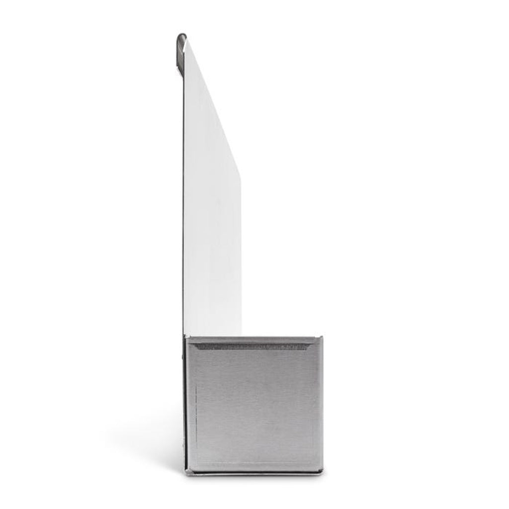 A profile view of the stainless steel grease tray for Yoder Smokers YS640 pellet grills.