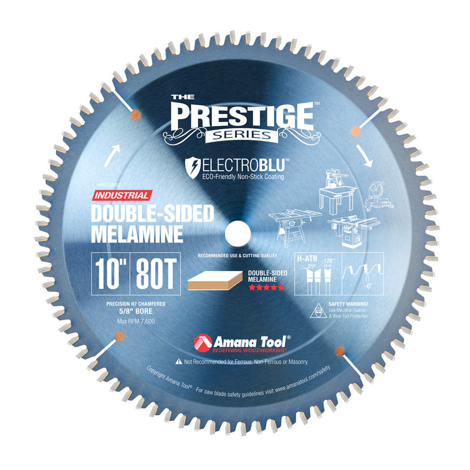 Amana Melamine Circular Saw Blade 10 Inch x 80T Hi-ATB with 5/8 Inch Bore MB10800C