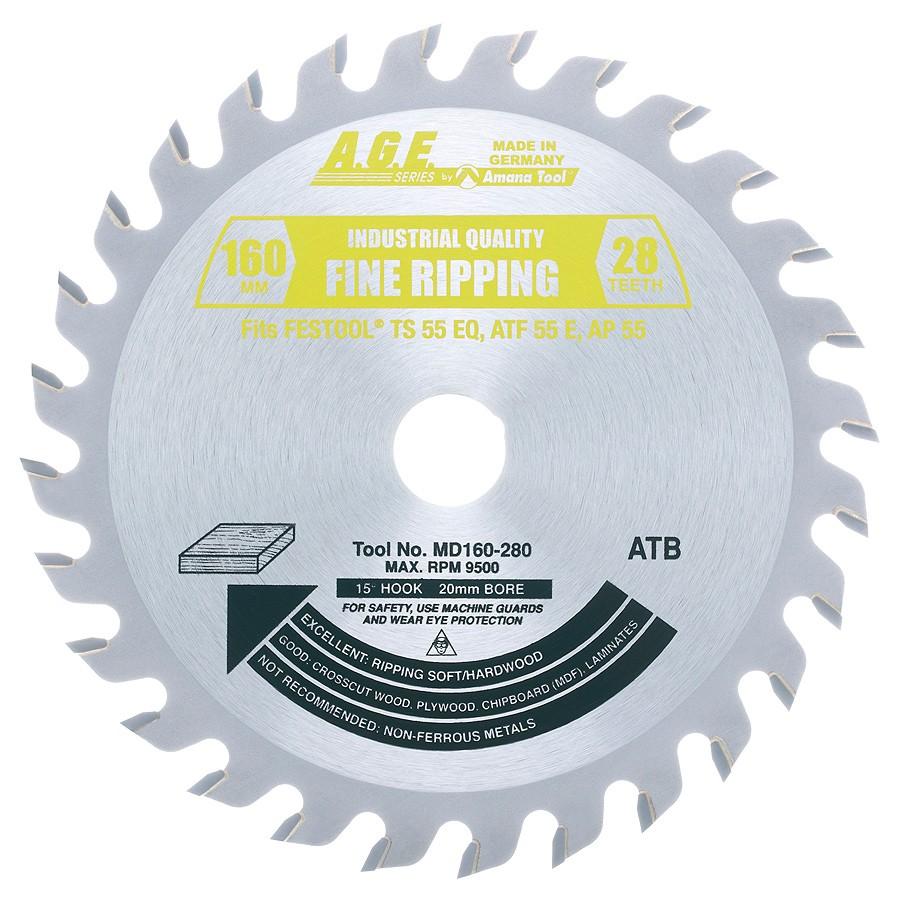 Amana General Purcose Circular Saw Blade 160mm x 28T ATB with 20mm Bore MD160-280