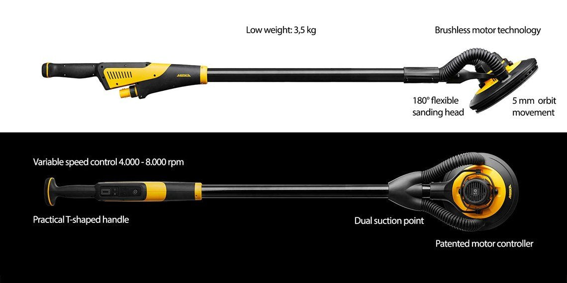 Mirka LEROS Long Electric Random Orbital Sander 9" 5mm Orbit - Ultimate Tools