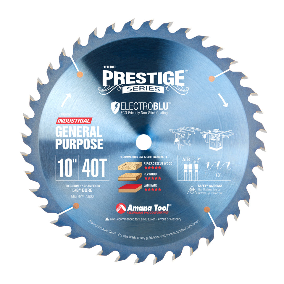 Amana General Purpose Circular Saw Blade 10 Inch x 40T ATB with 5/8 Inch Bore PR1040C