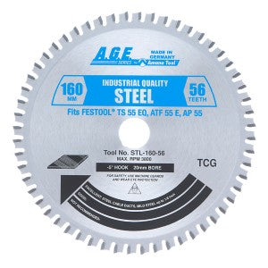 Amana Steel Circular Saw Blade 160mm x 56T TCG with 20mm Bore STL160-56