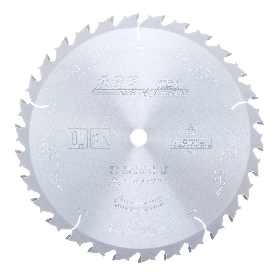 Amana Tool Glue Line Ripping Circular Saw Blade 10 Inch x 30T TCG with 5/8 Inch Bore MD10-301