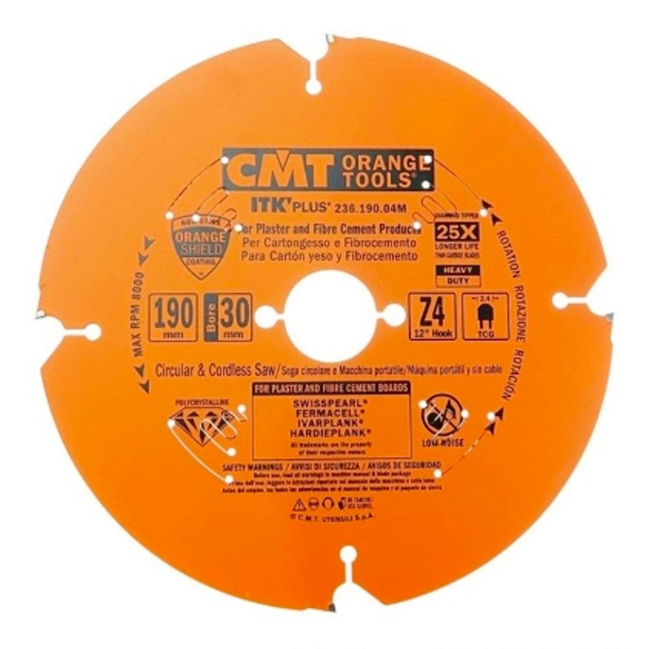 CMT Fibre Cement Diamond Circular Saw Blade 236mm x 4T with 30mm Bore 236.190.04M