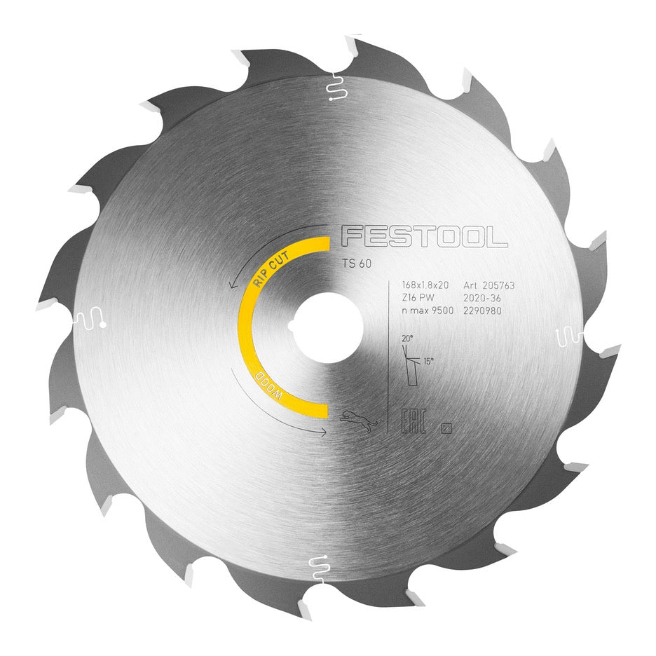 Festool Rip Circular Saw Blade 168mm x 16T FT with 20mm Bore 205770