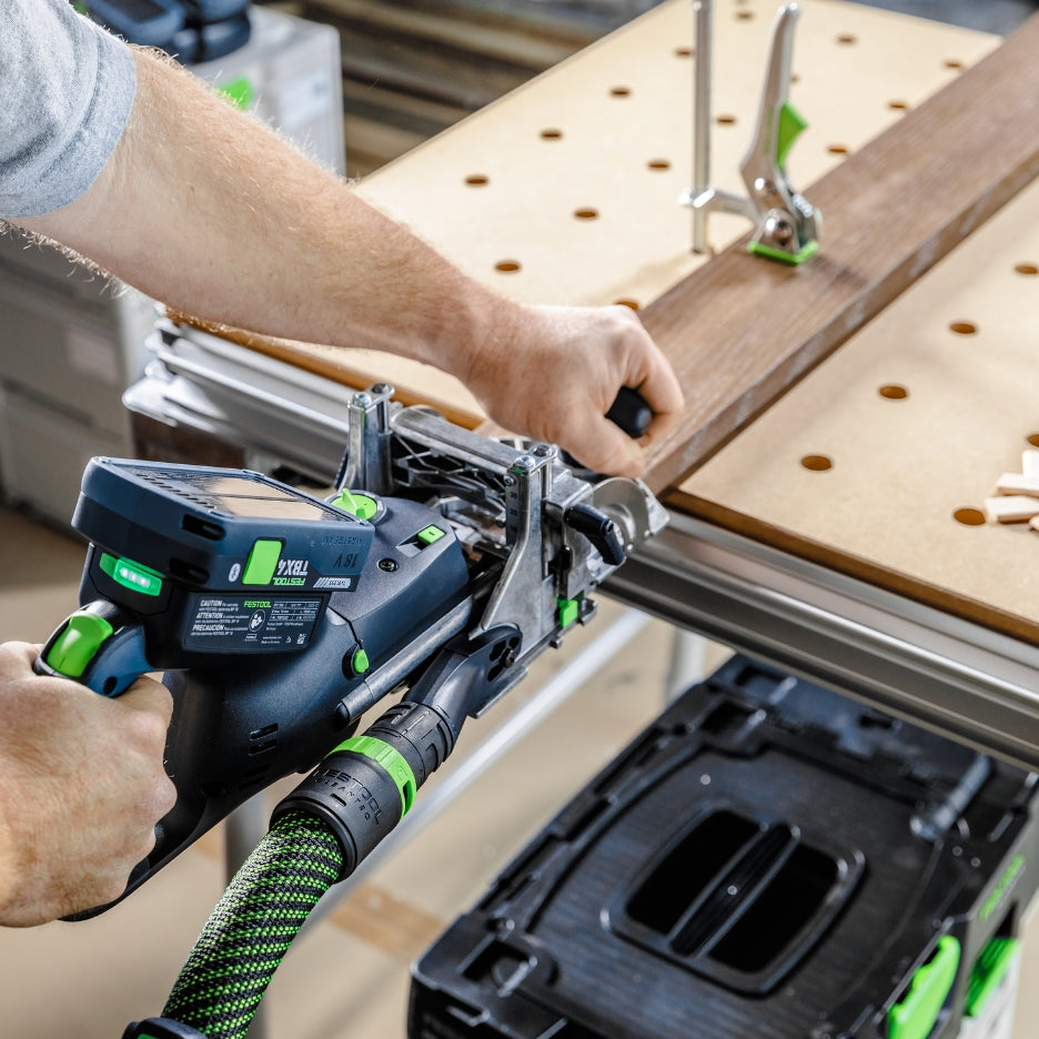 Top view of a person using Festool Cordless Domino Joiner DFC 500