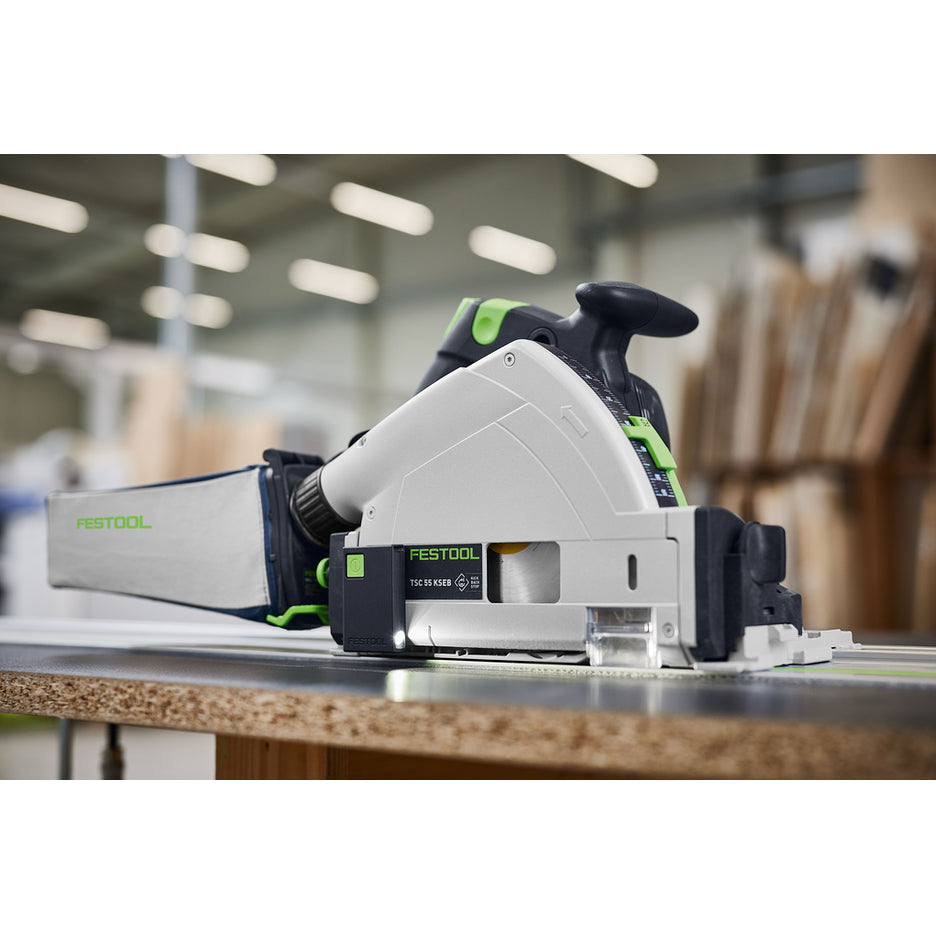 Festool Cordless Track Saw 160mm TSC 55 KS-Basic 18V 577991 with accessory light module in workshop