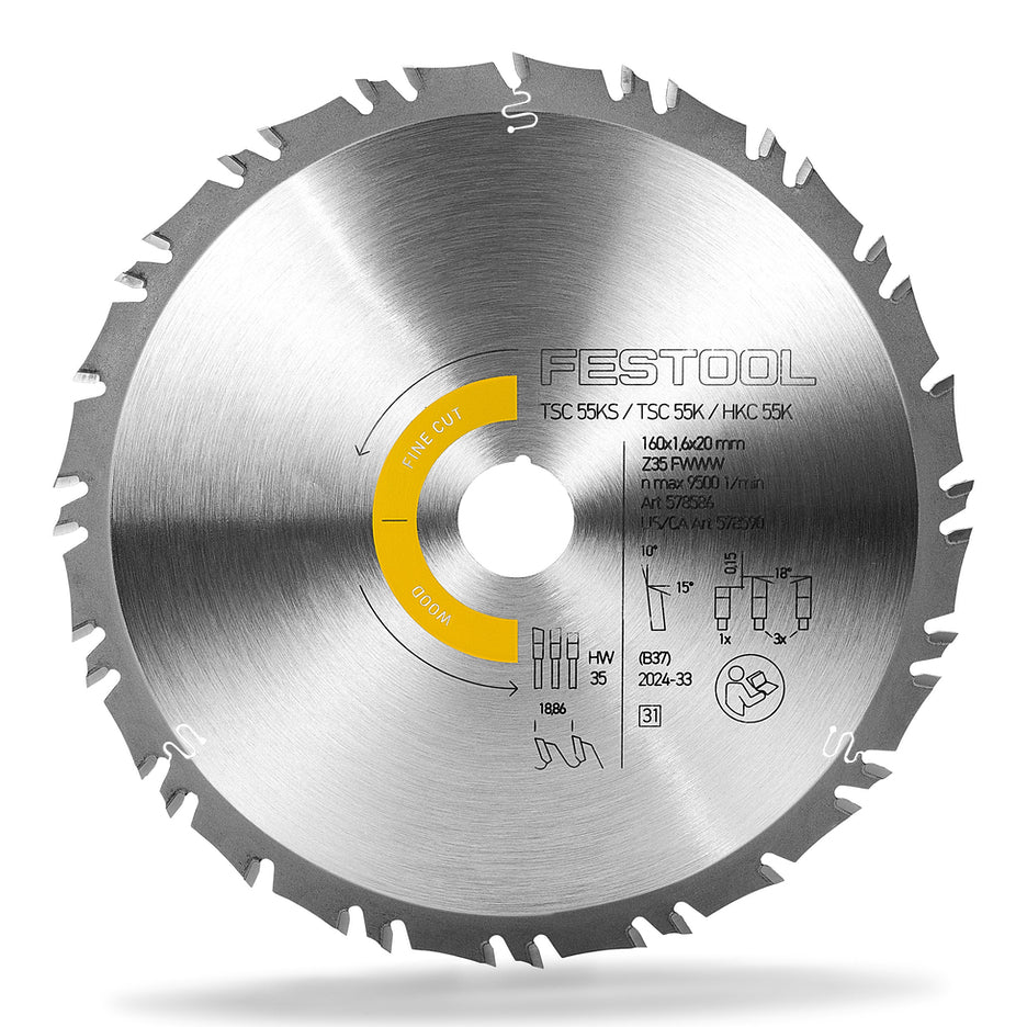 Festool Fine Circular Saw Blade 160mm x 35T ATB+R with 20mm Bore 578590