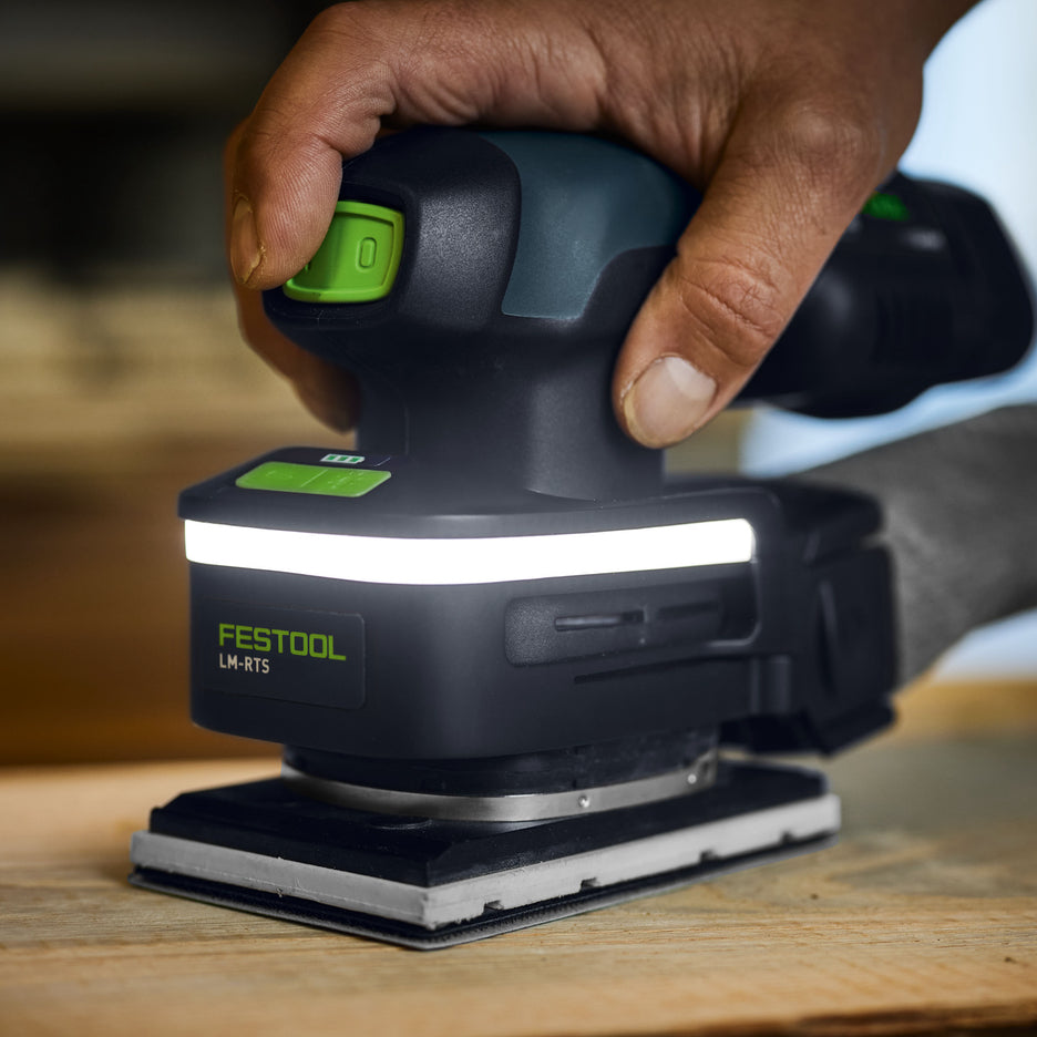 Festool Light Module installed on RTS 400 Sander, and switched on