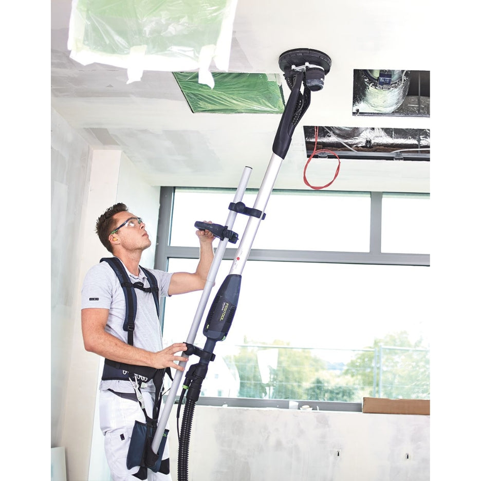 Man using Festool Planex Easy Long-Reach Sander LHS-E 225 EQ-CB on ceiling 