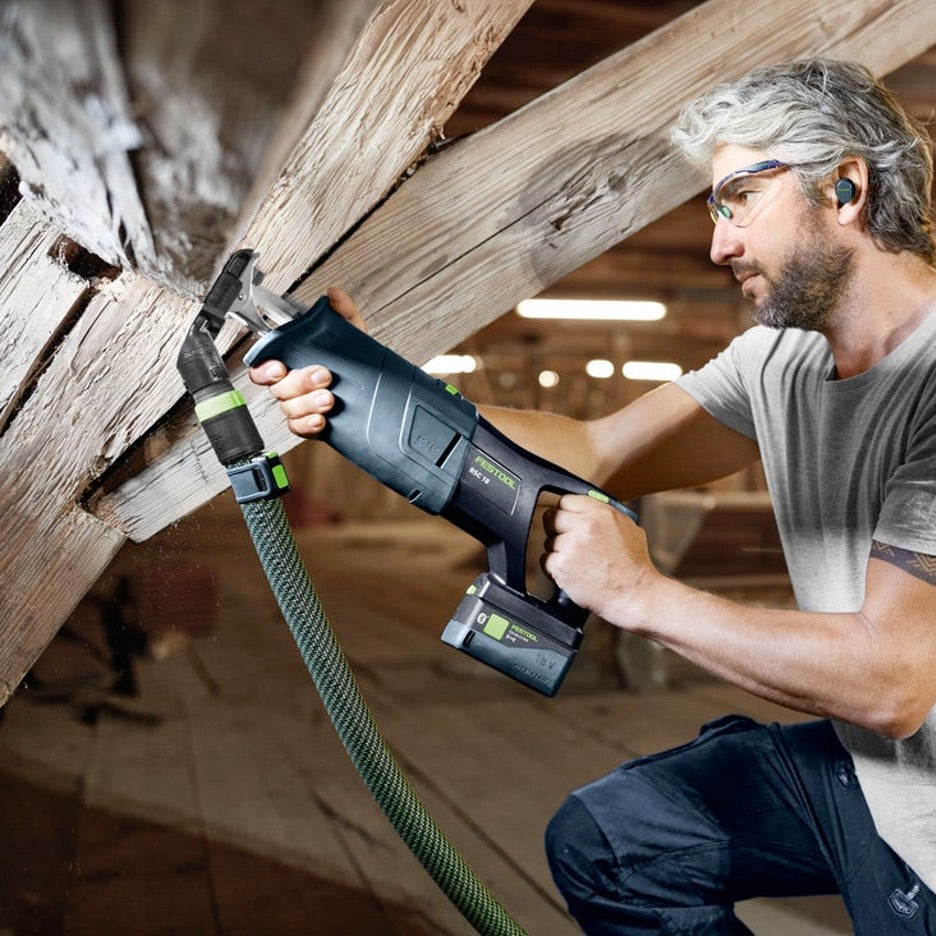 Festool RSC 18 Cordless Reciprocating Saw Basic 576950 cutting beam with dust extraction