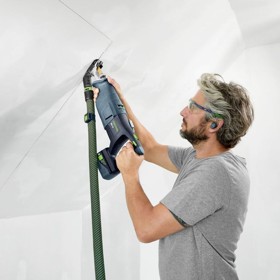 Festool RSC 18 Cordless Reciprocating Saw Plus 576951 cutting window in drywall