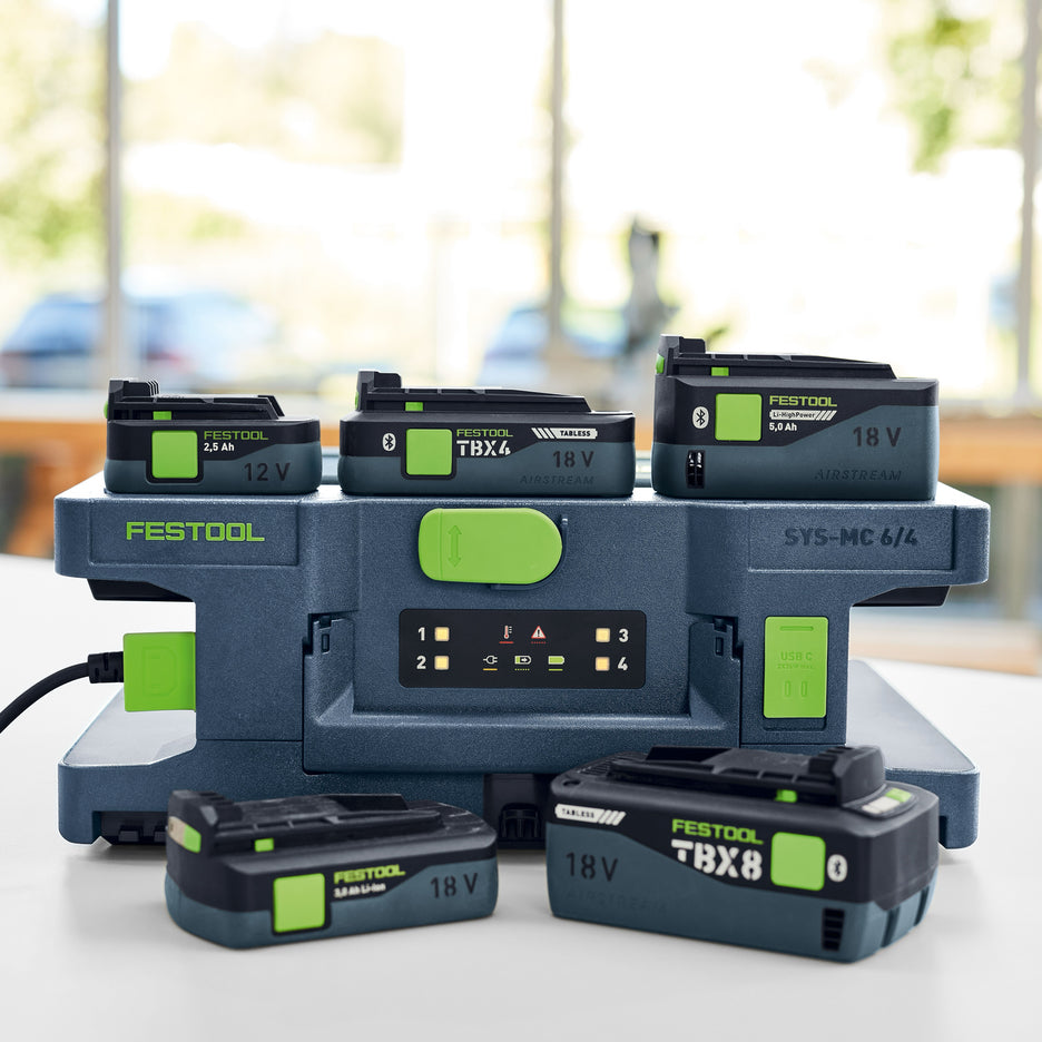 Festool Systainer Multi-Bay Rapid Charger  with compatible batteries - tabless and not