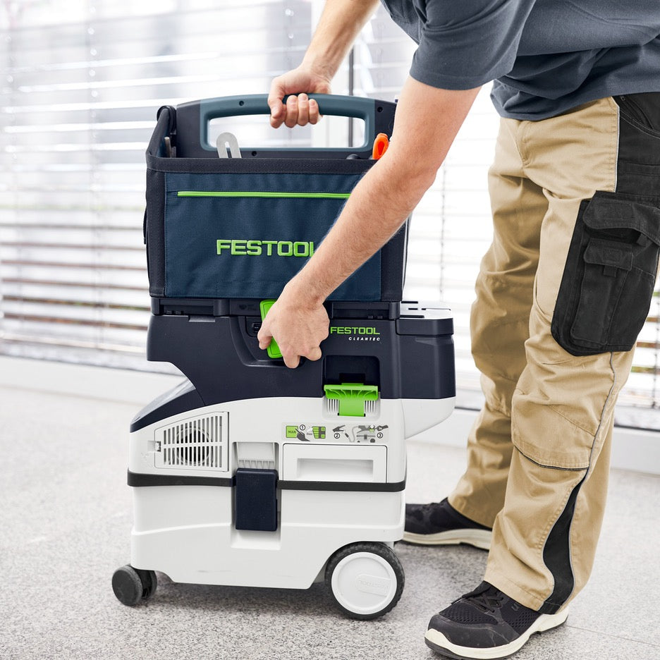Festool Systainer SYS3 ToolBag SYS3 T-BAG M 577501 on CT dust extractor