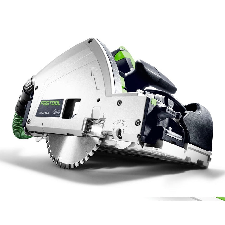 Festool Track Saw 168mm with Scoring Function TSV 60 KEB-F-Plus-FS 577748 front right blade plunged