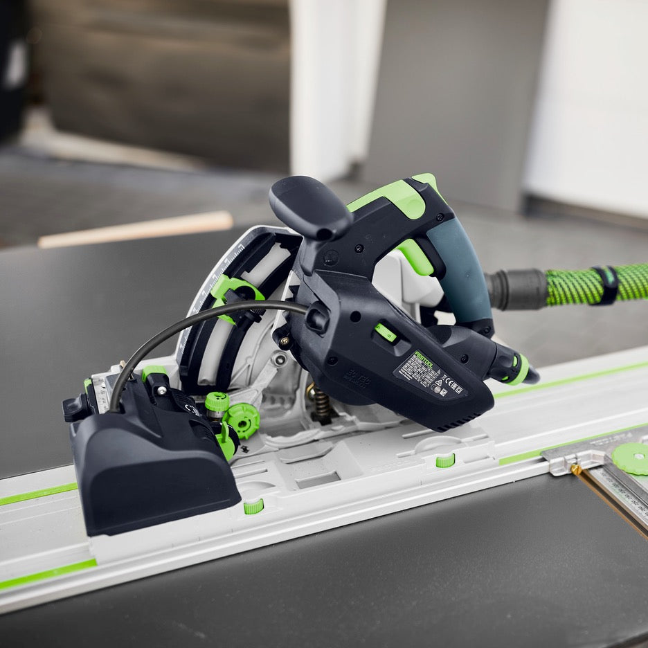 Festool Track Saw 168mm with Scoring Function TSV 60 KEB-F-Plus-FS 577748 cutting panel on FS guide rail with parallel guides