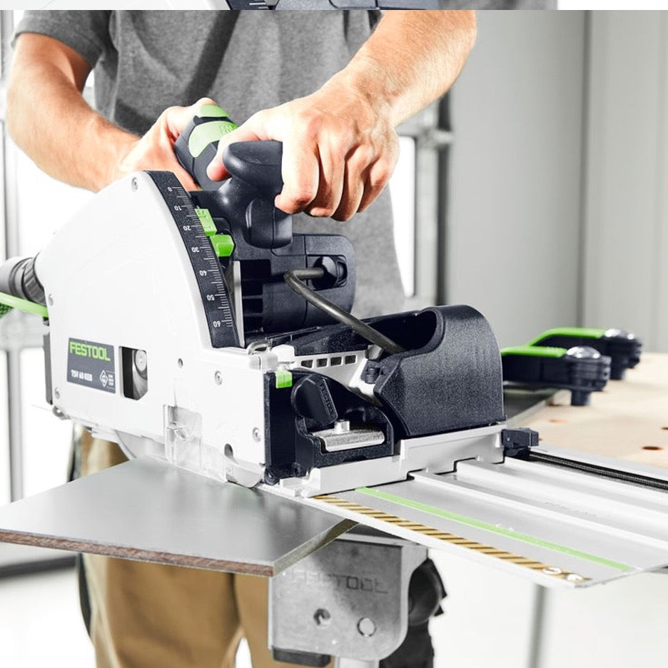 Festool Track Saw 168mm with Scoring Function TSV 60 KEB-F-Plus 576735 with FSK guide rail cutting laminated material