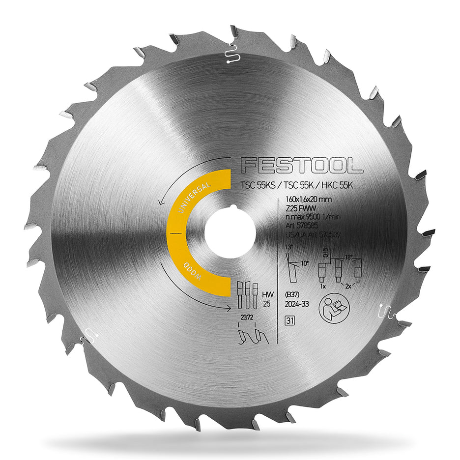 Festool Universal Circular Saw Blade 160mm x 25T ATB+R with 20mm Bore 578589