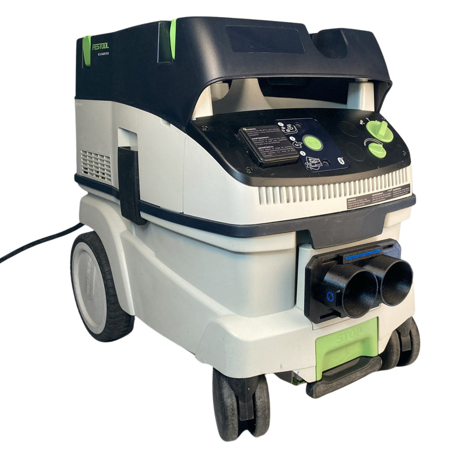 Flair Woodworks & Design Direct-Mount Infinitely Adjustable 2-Port Suction Controller, Anti-Static CT-SWITCHER-D installed on Festool CT 26 dust extractor