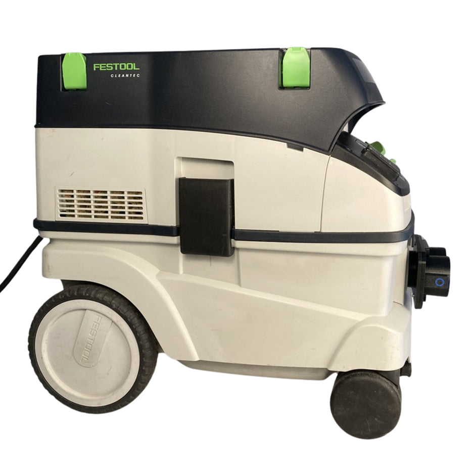 Flair Woodworks & Design Direct-Mount Infinitely Adjustable 2-Port Suction Controller, Anti-Static CT-SWITCHER-D side view installed on Festool CT 26 dust extractor