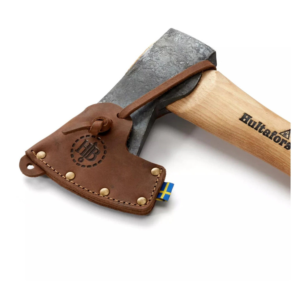 Leather axe sheath included.