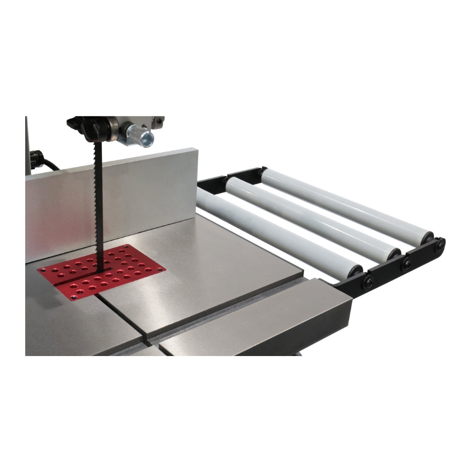Perforated Throat-Plate Insert and outfeed roller table (optional)