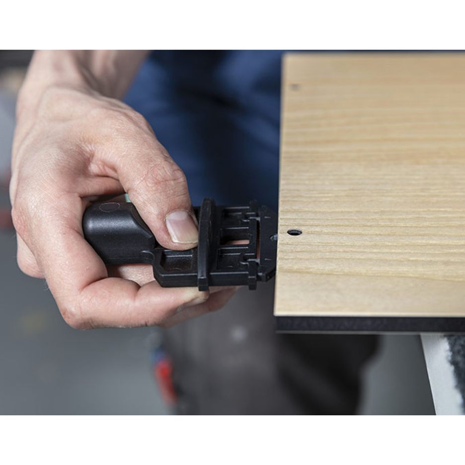 Lamello Clamex S-20 Drilling and Alignment Jig 125254 installing connector