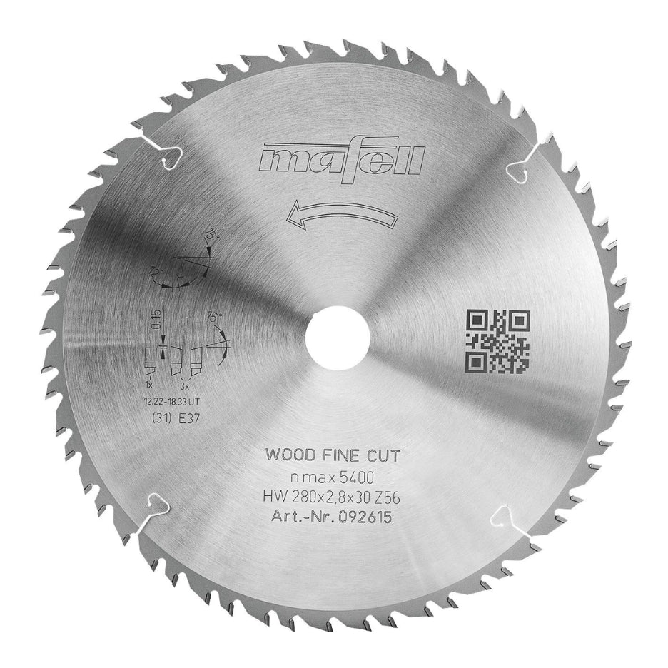 Mafell Fine Circular Saw Blade 280mm x 56T ATB + FT with 30mm Bore 092615
