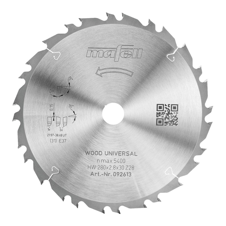 Mafell Universal Circular Saw Blade 280mm x 28T ATB + FT with 30mm Bore 092613