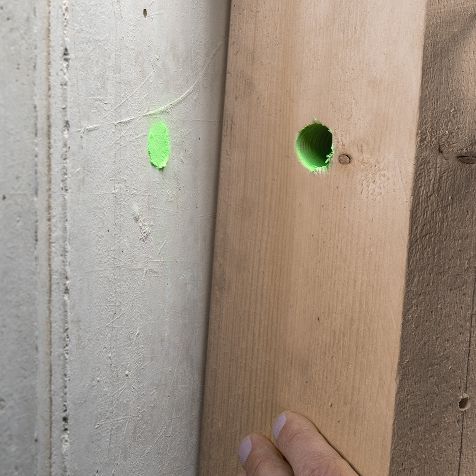 Hole marked using Pica Powder Marker  to mark on concrete