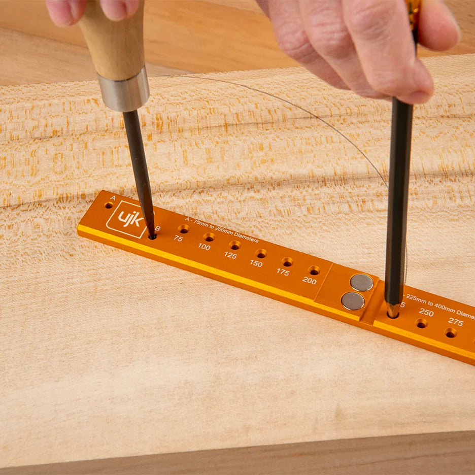 Use Bandsaw Buddy to draw circles for turning blanks.