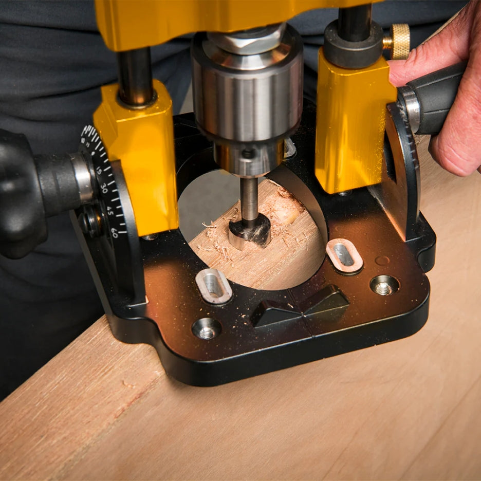 Drill Guide with 10mm Chuck in use on a wooden surface