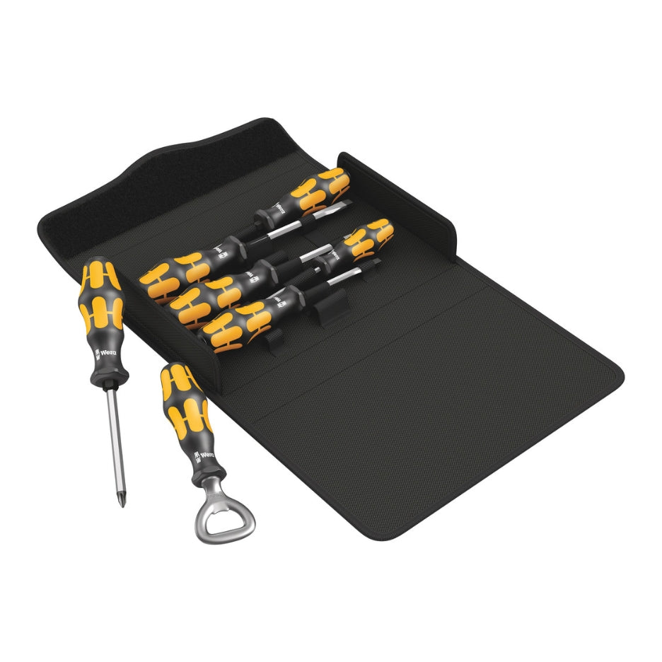 Wera Tools Kraftform 7-Piece Heavy Duty Screwdriver Set with Bottle Opener