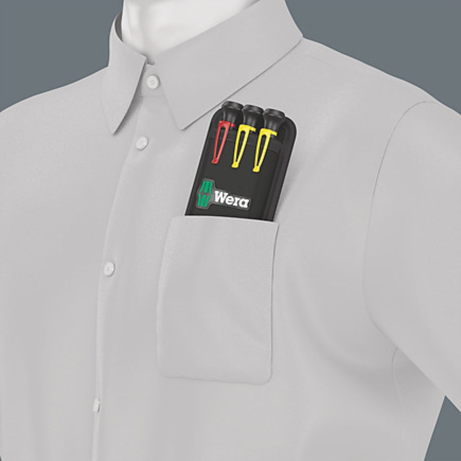 Master screwdrivers in a shirt pocket
