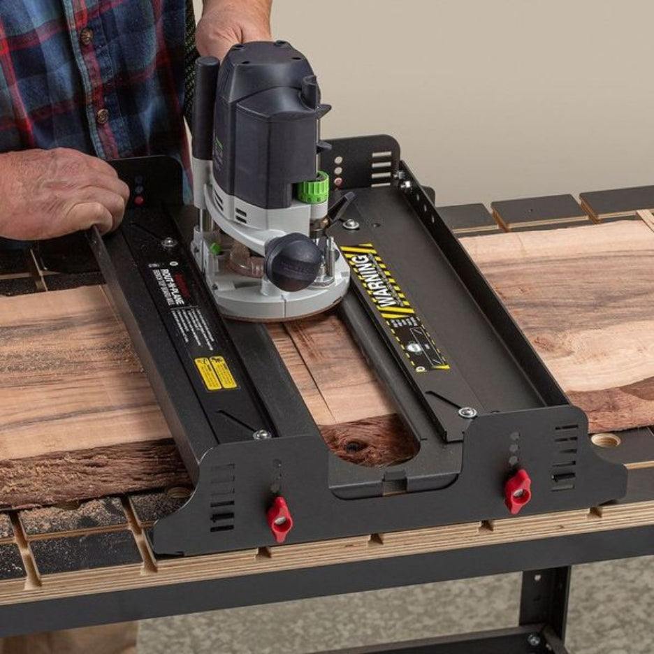 Woodpeckers Benchtop Board Mill works just as effectively on small slabs and glued-up panels too wide for your jointer.