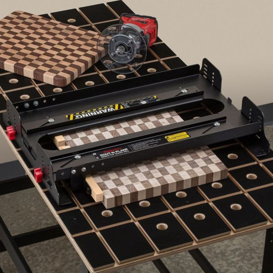 Woodpeckers Benchtop Board Mill ready for use.