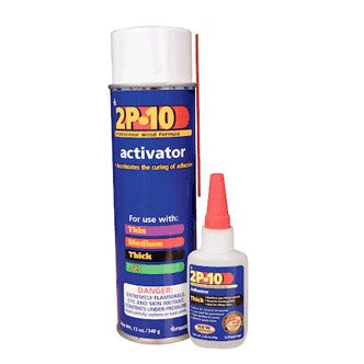 The 2P-10 Solo Kit contains 2 oz. 2P-10 Thick Adhesive and 12 oz.