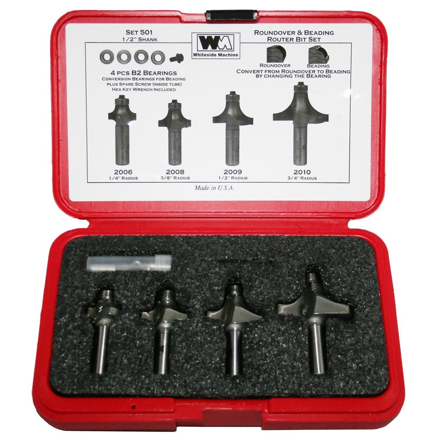 Ultimate Tools Whiteside Roundover Router Bits /w Bearing - 1/4" Shank