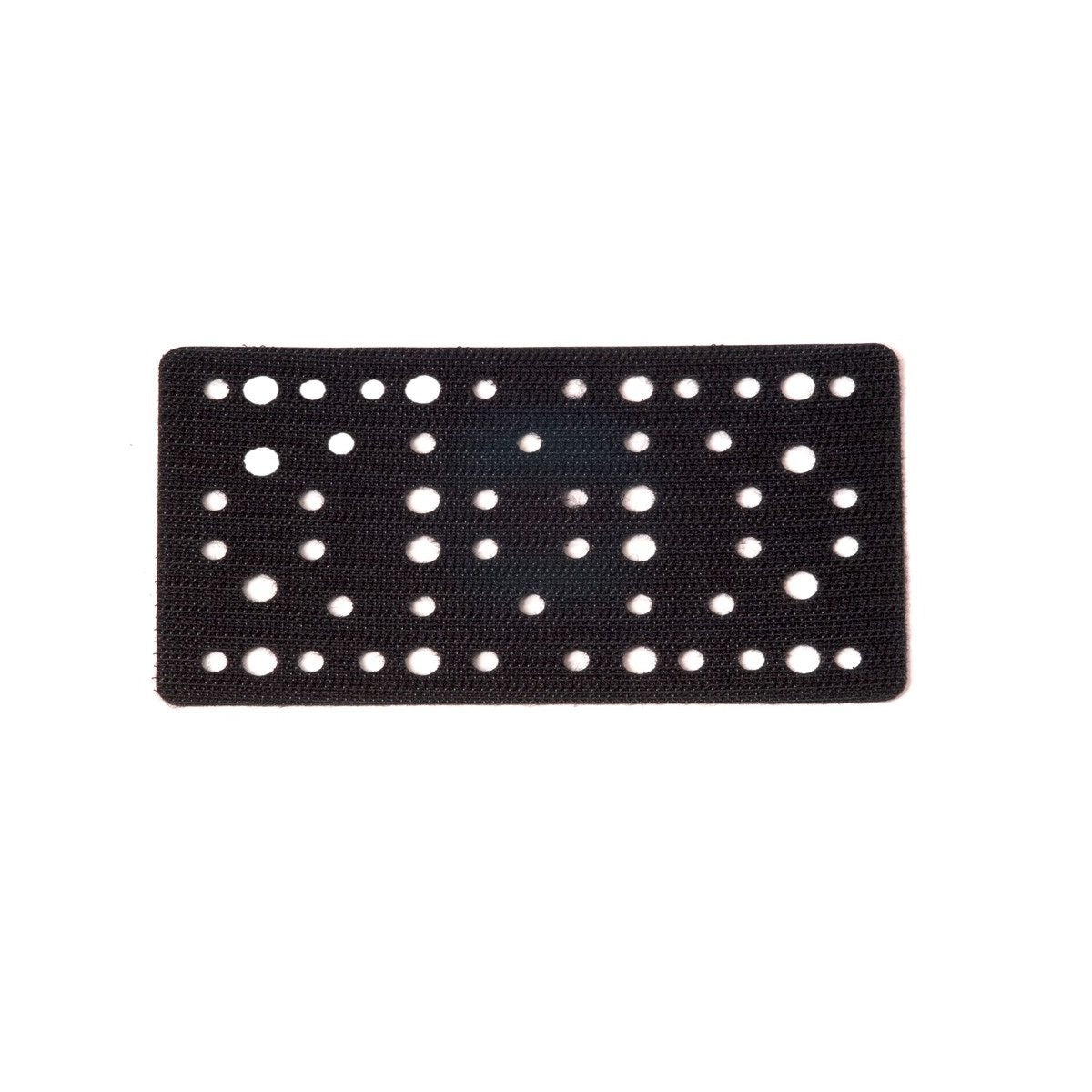 A Pad Saver with hooks on the facing side, and a 54-hole pattern for dust extraction through the pad.