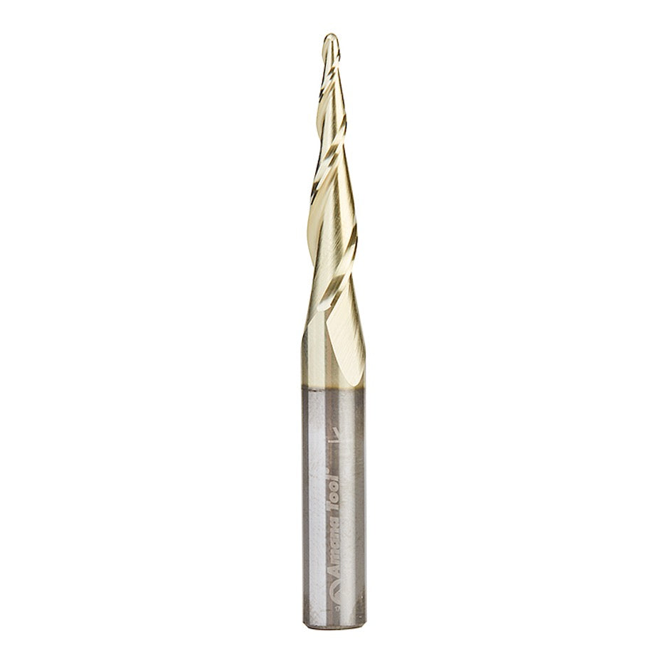 Amana Tool D 1/16 Inch Tapered Ball Nose Upcut Spiral Router Bit Zirconium Nitride Coated 46252-S