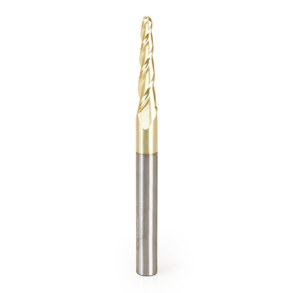 Amana Tool D 1/8 Inch Tapered Ballnose Upcut Spiral Router Bit with Zi