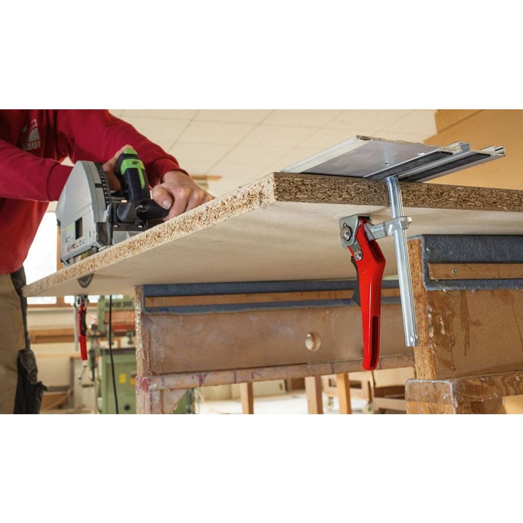 Bessey GTR Series Quick Track Clamps fit Festool, Makita, and DeWalt track saw guide rails