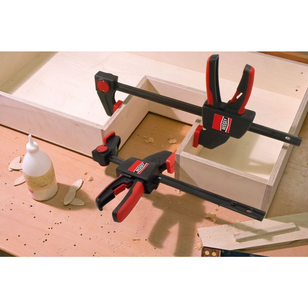 Bessey 100 Pound Medium Trigger Clamps squeezing and spreading drawer