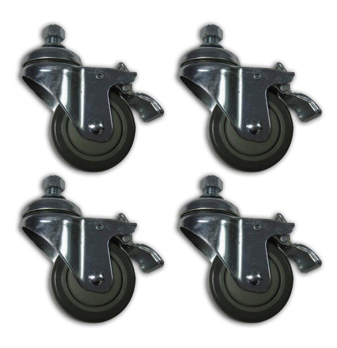 Four stemmed swivel casters with brakes for Supermax Drum Sanders