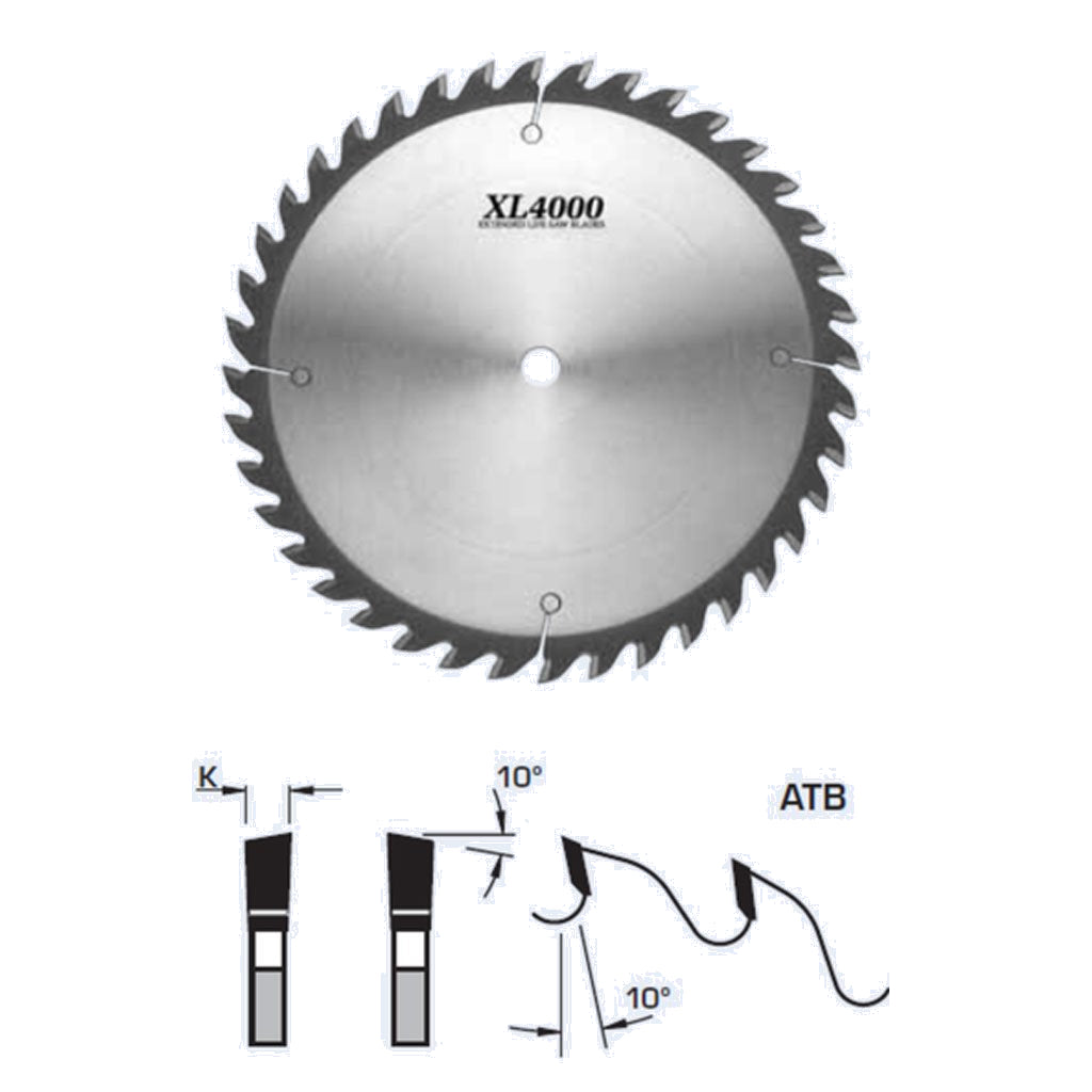 The FS Tool S03250 circular saw blade has 40 teeth with alternating top bevels and a 10 degree hook angle for crosscuts.