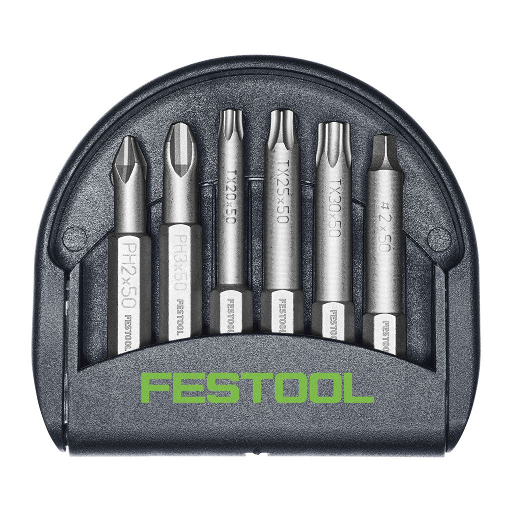 Folding case holds 6 screwdriver bits - Phillips PH 2 & 3, Torx TX 20, 25, 30, and Square SQ 2.